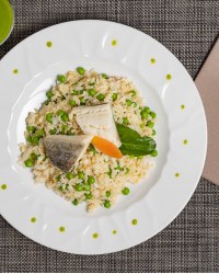 Riso integrale merluzzo e pisellini