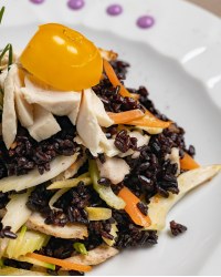 Riso venere pollo e verdurine